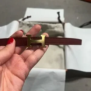 Hermes | Accessories | New Hermes Burgundy Gray Leather Belt  display picture 3